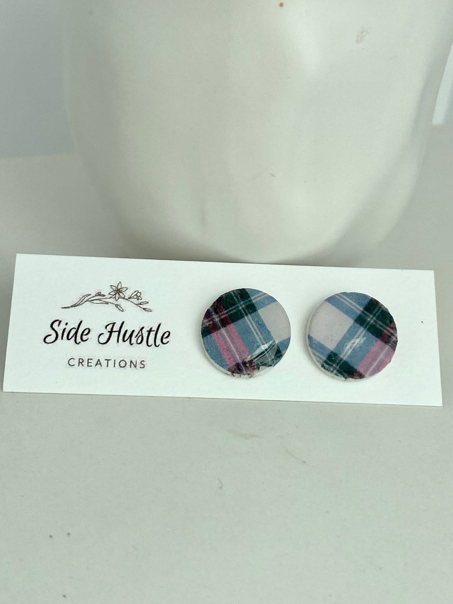 Vintage Plaid Large Samantha Stud