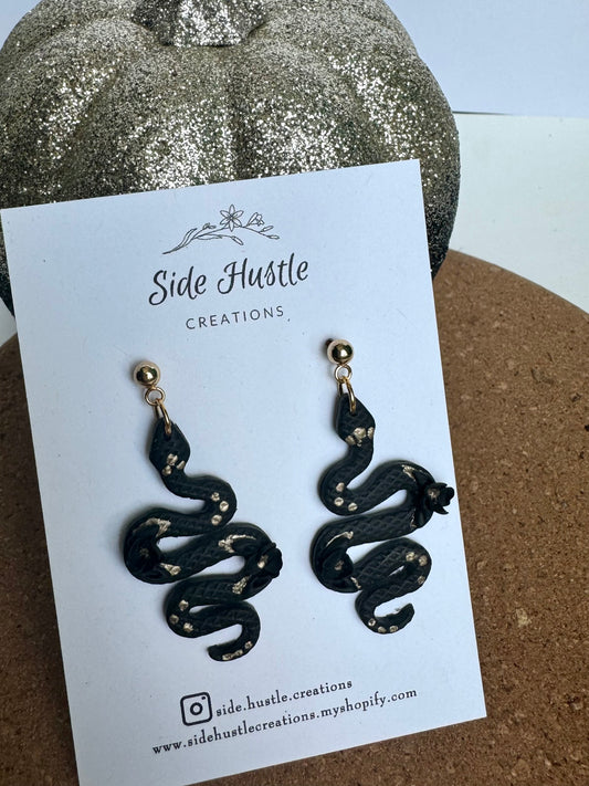 Gold and Black Snake Dangle