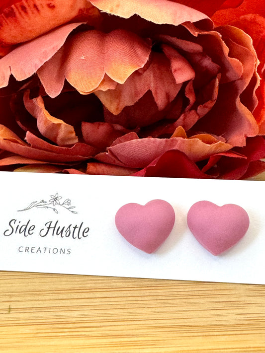 Pink Puffy Heart Stud